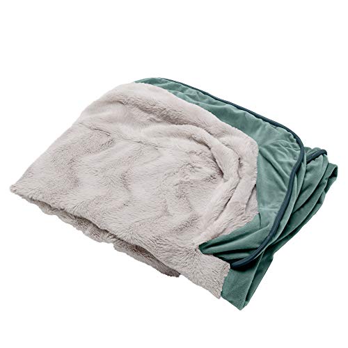 Furhaven Pet Dog Bed Cover - Plüsch Kunstfell und Samt Wellen Perfekter Komfort Sofa-Stil Wohnzimmer Couch Haustierbett Ersatzbezug für Hunde und Katzen, Celadongrün, Jumbo Plus von Furhaven