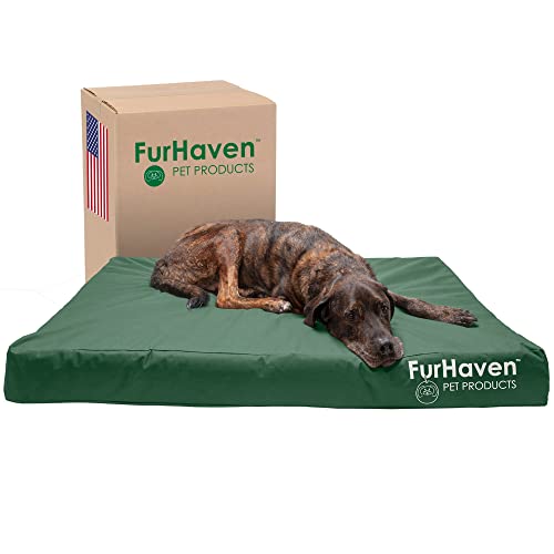 Furhaven XXL Memory Foam Dog Bed Water-Resistant Indoor/Outdoor Logo Print Oxford Polycanvas Mattress w/Removable Washable Cover - Forest, Jumbo Plus (XX-Large) von Furhaven