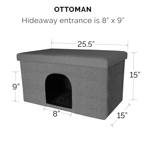 Furhaven Large Pet House Collapsible Ottoman-Footstool Condo Pet Bed - Stormy Gray, Large von Furhaven