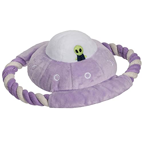 Furhaven Plush & Rope Space Explorers UFO Quietschendes Hundespielzeug, waschbar, Lavendel, Einheitsgröße von Furhaven