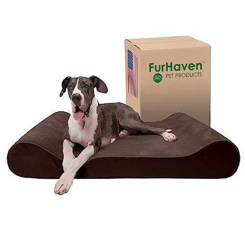 Furhaven Orthopädisches Hundebett für extra große Hunde mit abnehmbarem, waschbarem Bezug, für Hunde bis zu 81,6 kg – Mikrosamt-Luxe-Liege, Konturmatratze – Espresso, Riesen/XXXL von Furhaven