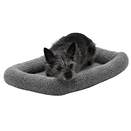 Furhaven Sherpa Fleece-Hundebett mit Nackenrolle, Grau, Größe XS von Furhaven