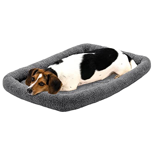 Furhaven Sherpa Fleece-Hundebett mit Nackenrolle, Größe M, Grau von Furhaven