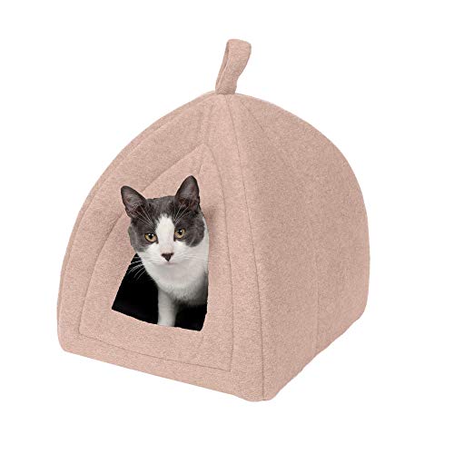 Furhaven Small Cat Bed Polar Fleece Foldable Pet Tent, Washable - Beige Buff, Small von Furhaven