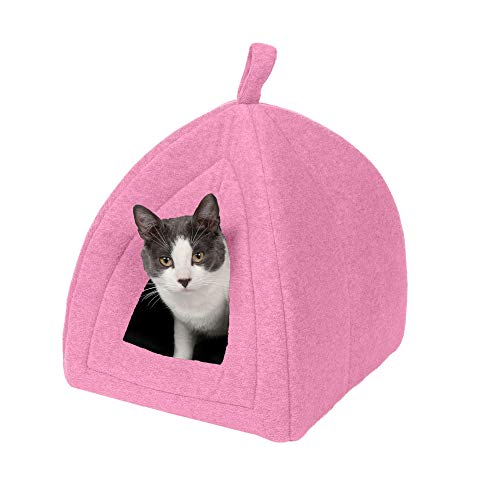 Furhaven Small Cat Bed Polar Fleece Foldable Pet Tent, Washable - Cotton Candy Pink, Small von Furhaven