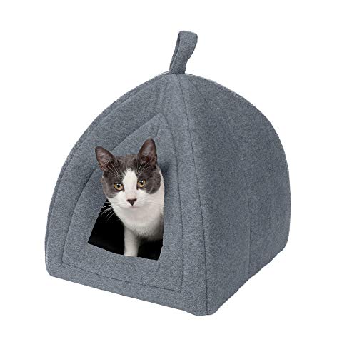 Furhaven Small Cat Bed Polar Fleece Foldable Pet Tent, Washable - Heather Gray, Small Furhaven Small Cat Bed Polar Fleece Foldable Pet Tent, Washable - Heather Gray, Small von Furhaven