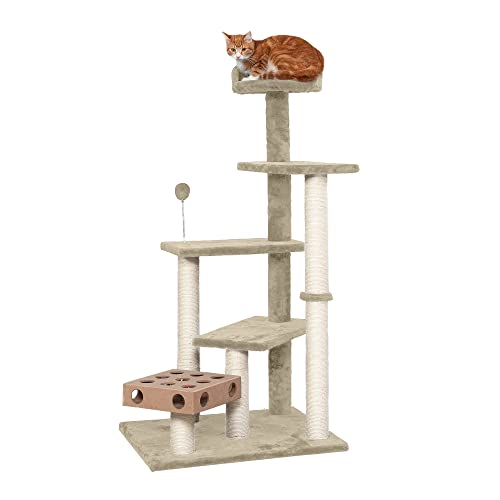 Furhaven Tiger Tough Cat Tree Play Stairs Playground w/Toys & Perch - Cream, One Size von Furhaven