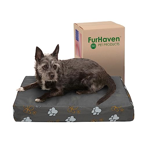 Furhaven Wasserabweisendes kühlendes Gel-Hundebett für kleine Hunde mit abnehmbarem, waschbarem Bezug, für Hunde bis zu 9 kg – Indoor/Outdoor Garden Print Matratze – Eisentor, Größe S von Furhaven