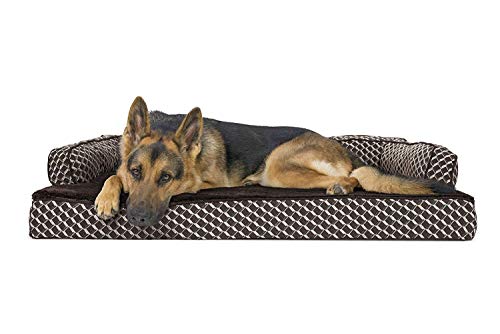 Furhaven XL Orthopedic Dog Bed Comfy Couch Plush & Decor Sofa-Style w/Removable Washable Cover - Diamond Brown, Jumbo (X-Large) von Furhaven