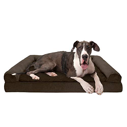 Furhaven XXL Memory Foam Dog Bed Plush & Suede Sofa-Style w/Removable Washable Cover - Espresso, Jumbo Plus (XX-Large) von Furhaven