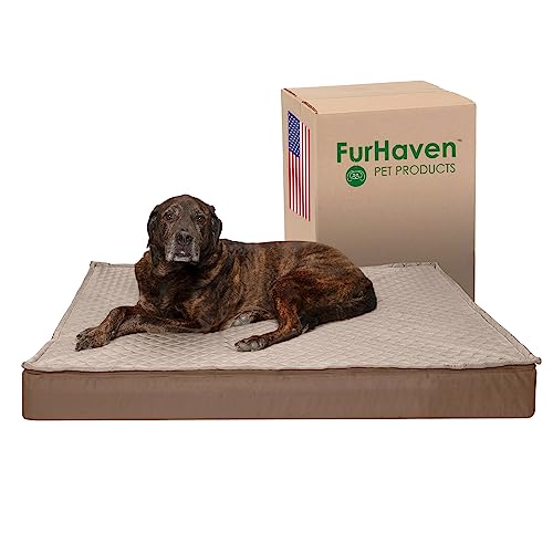 Furhaven XXL Memory Foam Dog Bed Water-Resistant Indoor/Outdoor Quilt Top Convertible Mattress w/Removable Washable Cover - Sand, Jumbo Plus (XX-Large) von Furhaven