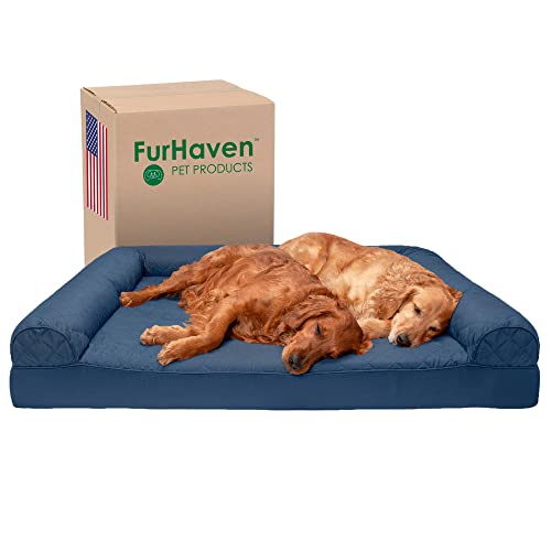 Furhaven XXL Orthopedic Dog Bed Quilted Sofa-Style w/Removable Washable Cover - Navy, Jumbo Plus (XX-Large) von Furhaven