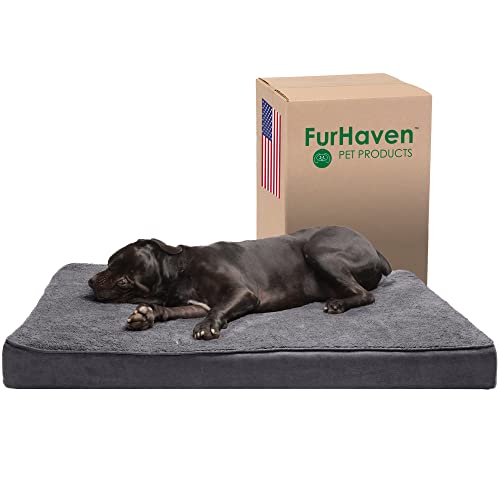 Furhaven XXL Orthopedic Dog Bed Terry & Suede Mattress w/Removable Washable Cover - Gray, Jumbo Plus (XX-Large) von Furhaven