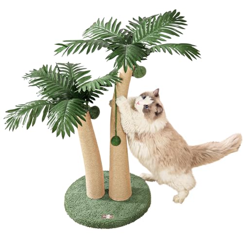 Furlogy 72 cm hohe Kratzbäume für Kätzchen und Erwachsene Katzen, 2 Gebogene Kratzstämme mit 5 interaktiven Bällen, Kratzbaum aus natürlichem Sisalseil für Innen- und Außenbereiche (Stil A) von Furlogy