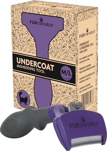 FURminator deShedding-Tool Katze Größe M-L Langhaar - Katzenbürste für mittelgroße bis große Katzen zur Entfernung der Unterwolle von Furminator