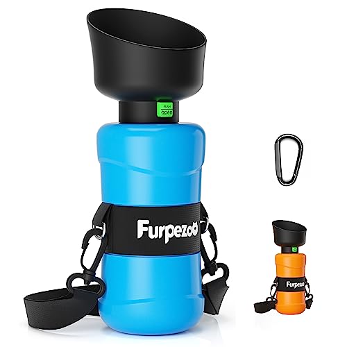 Furpezoo Trinkflasche Hunde 800ml, Wasserflaschen für Hund und Katzen, Leichte Haustiere Hundetrinkflasche mit Faltbarer Silikon Wasserschale, für Spaziergänge im Freien, Wandern, Reisen, Blau von Furpezoo