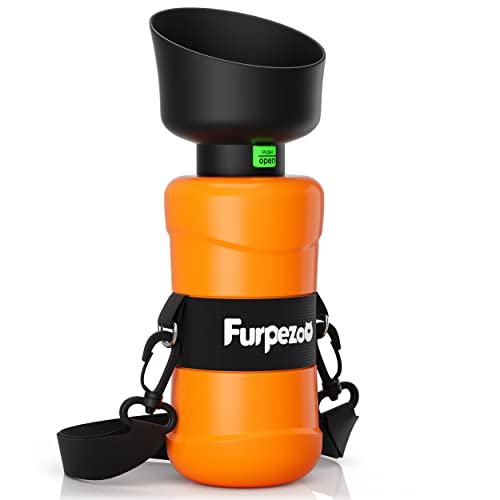 Wasserflasche für Hunde 800 ml, Faltbare Wasserflasche für Hunde und Katzen, Leichte Haustiere Wasserspenderschale für Spaziergänge im Freien, Wandern, Reisen, Orange von Furpezoo