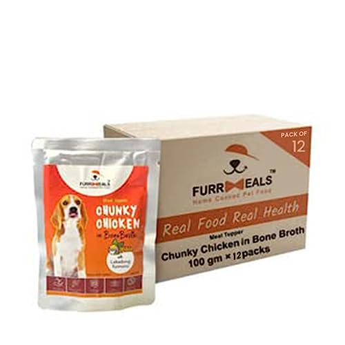 FurrMeals Meal Topper for Dogs | Chunky Chicken in Bone Broth with Lakadong Turmeric | Wet Dog Food/Gravy - Pack of 12 x 100gm von FurrMeals