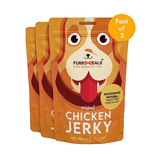 FurrMeals Original Chicken Jerky | High Protein Low Fat | Natural Treat for Dogs & Cats | Zero Preservative Human Grade Dog Treat | Pack of 3 x 70gm von FurrMeals