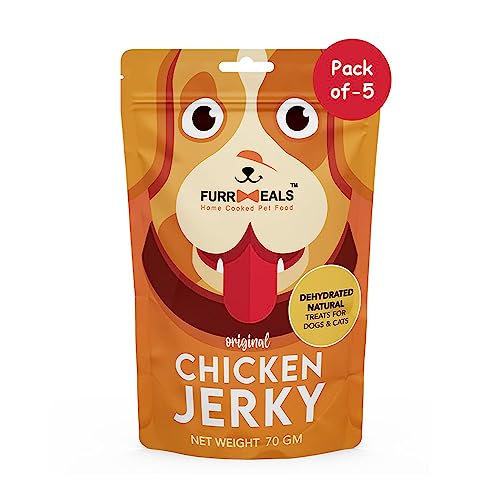 FurrMeals Original Chicken Jerky | High Protein Low Fat | Natural Treat for Dogs & Cats | Zero Preservative Human Grade Dog Treat | Pack of 5 x 70gm von FurrMeals
