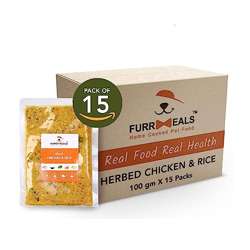 FurrMeals Wet Dog Food | Herbed Chicken and Rice | Pack of 15 x 100gm | All Breed | Gluten Free | Preservative Free | Ready-to-Eat Fresh Dog Food von FurrMeals