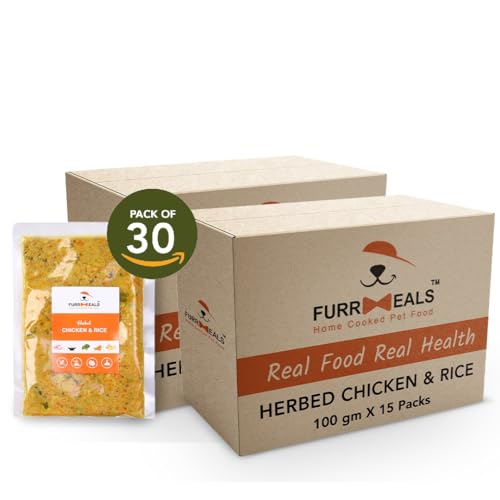 FurrMeals Wet Dog Food | Herbed Chicken and Rice | Pack of 30 x 100gm | All Breed | Gluten Free | Preservative Free | Ready-to-Eat Fresh Dog Food von FurrMeals