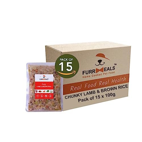 FurrMeals Wet Dog Food | Lamb and Brown Rice | Pack of 15 x 100gm | All Breed | Gluten Free | Preservative Free | Ready-to-Eat Fresh Dog Food von FurrMeals