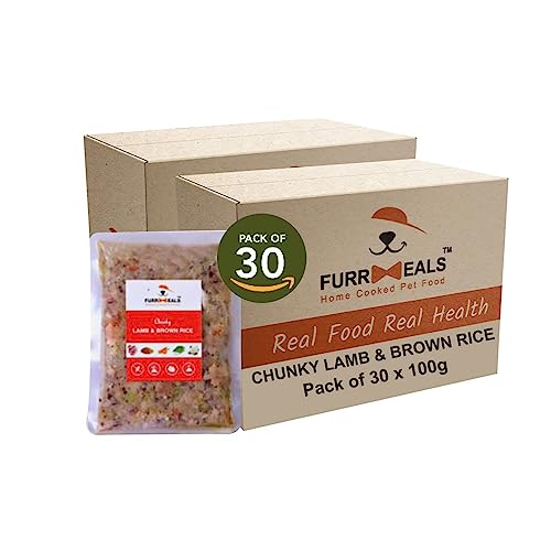 FurrMeals Wet Dog Food | Lamb and Brown Rice | Pack of 30 x 100gm | All Breed | Gluten Free | Preservative Free | Ready-to-Eat Fresh Dog Food von FurrMeals