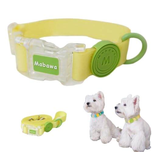 FurrPhunny Breakaway Hundehalsband und Leine, wasserdicht, modisch, langlebig, verstellbares Hundehalsband mit langer Leine für kleine, mittelgroße und große Hunde (Gelb, L) von FurrPhunny