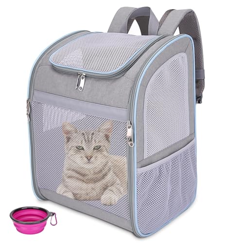 FurrPhunny Katzen-Rucksack-Tragetasche, großer Raum, atmungsaktives Netzgewebe, kratzfest, reflektierende Streifen, faltbare Haustier-Tragetasche für Reisen, Wandern und Outdoor-Aktivitäten, passend von FurrPhunny