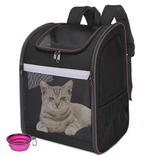 FurrPhunny Katzen-Rucksack-Tragetasche, großer Raum, atmungsaktives Netzgewebe, kratzfest, reflektierende Streifen, faltbare Haustier-Tragetasche für Reisen, Wandern und Outdoor-Aktivitäten, passend von FurrPhunny