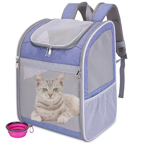 FurrPhunny Katzen-Rucksack-Tragetasche, großer Raum, atmungsaktives Netzgewebe, kratzfest, reflektierende Streifen, faltbare Haustier-Tragetasche für Reisen, Wandern und Outdoor-Aktivitäten – passend von FurrPhunny