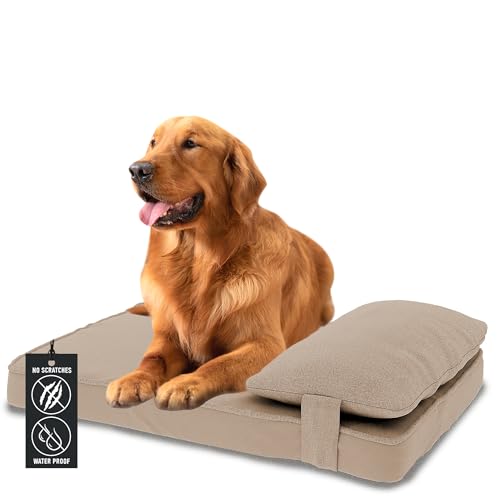 Waschbares Hundebett aus Memory-Schaum, orthopädisches Hundebett für große Rassen, super robust, große Hundebetten für extra große Hunde, waschbarer Bezug Hundebett mit Kissen, quadratische Hundematte von Furrific