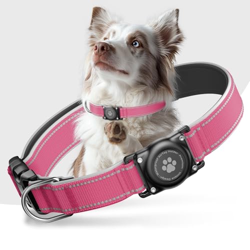 AirTag Hundehalsband, IP68 Wasserdicht Air Tag Hundehalsband Halter (Hot Pink, S) von Furrigo