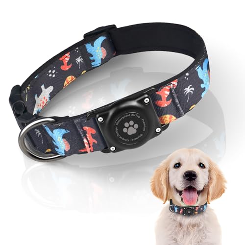 AirTag Hundehalsband, IP68 Wasserdicht Air Tag Hundehalsbandhalter - Ultra-langlebig - Bequem Gepolstert - Verstellbar für Kleine Mittlere Große Hunde von Furrigo