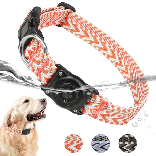 AirTag Hundehalsband, IP68 Wasserdicht Hundehalsband, Air Tag Halter - Komfortables, weiches Gurtband - GPS Hundehalsband - Hundehalsband mit Airtag-Halterung - Passt für kleine, mittelgroße und große von Furrigo