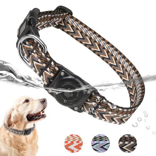 AirTag Hundehalsband, IP68 wasserdicht, bequem, weiches Gurtband, GPS-Halsband, passend für kleine bis große Hunde (M (31,5 cm - 44,5 cm), Schwarz) von Furrigo