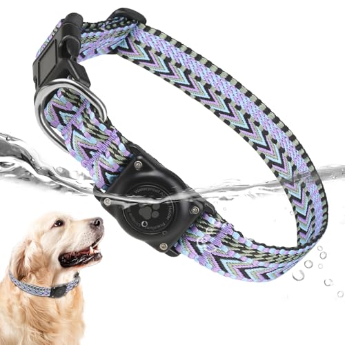 AirTag Hundehalsband, IP68 wasserdicht, Airtag-Halter, bequem, weiches Gurtband, GPS-Hundehalsband, Hundehalsband mit Airtag-Halterung, passend für kleine, mittelgroße und große Hunde (L (35,6 cm - von Furrigo