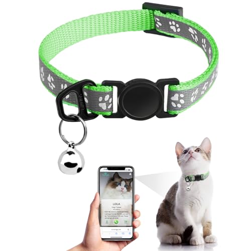 Katzenhalsband mit QR-Code-Namensschild, reflektierendes Kätzchen-Halsband mit Glöckchen, personalisierbar, ultra-langlebig, verstellbar, Schnellverschluss, passend für die meisten Mädchen, Jungen, von Furrigo