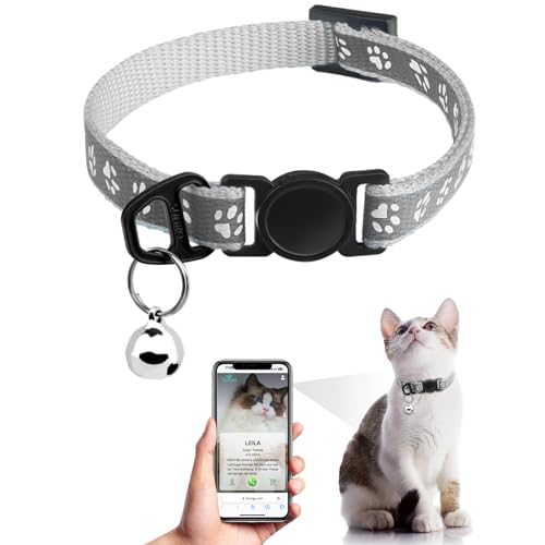 Katzenhalsband mit QR-Code-Namensschild, reflektierendes Kätzchen-Halsband mit Glöckchen, personalisierbar, ultra-langlebig, verstellbar, Schnellverschluss, passend für die meisten Mädchen, Jungen, von Furrigo