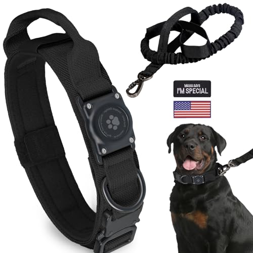 Taktisches Hundehalsband mit AirTag-Halsband, Apple Air Tag Hundehalsband, robustes Hundehalsband mit AirTag-Halterung, Haustierhalsband für kleine, mittelgroße und große Hunde von Furrigo