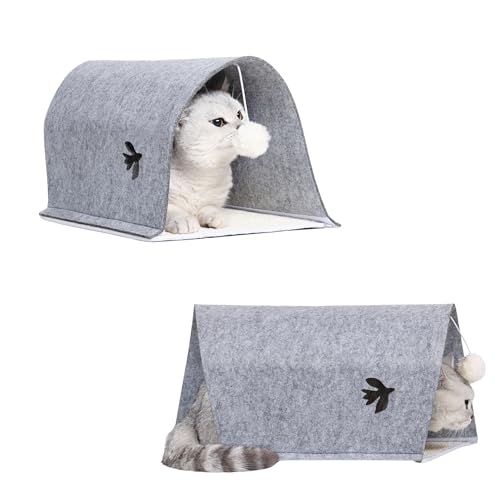 4-in-1 Modularer Katzentunnel, Kratzer, Katzenhöhle, Liege, Bett, Katzenspielzeug für Indoor-Katzen bis zu 6,8 kg, 55 x 22,9 x 20,9 cm, mit Sisal-Kratzmatte, Filztunnel, Katzenminze, Spielzeugball mit von Furrther