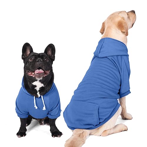 Furryilla Haustierkleidung für Hunde, Hunde-Kapuzen-Sweatshirt mit Loch für die Leine für mittelgroße und große Hunde (V-Blue Dog Hoodie, XXL) von Furryilla