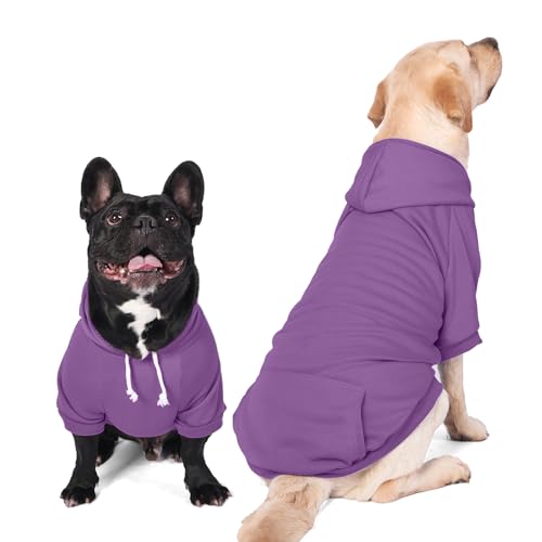Furryilla Haustierkleidung für Hunde, Hunde-Kapuzen-Sweatshirt mit Loch für die Leine für mittelgroße und große Hunde (V-Lila Hunde-Kapuzenpullover, 4XL) von Furryilla