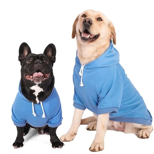 Furryilla Haustierkleidung für Hunde, Hunde-Kapuzen-Sweatshirt mit Loch für die Leine für mittelgroße und große Hunde (blauer Hunde-Kapuzenpullover, XL) von Furryilla