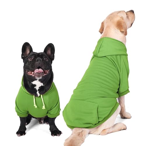 Furryilla Haustierkleidung für Hunde, Hunde-Kapuzen-Sweatshirt mit Loch für die Leine für mittelgroße und große Hunde (grüner Hunde-Kapuzenpullover, Größe 4XL) von Furryilla