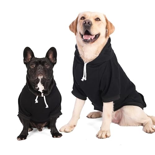 Furryilla Haustierkleidung für Hunde, Hunde-Kapuzen-Sweatshirt mit Loch für die Leine für mittelgroße und große Hunde (schwarzer Hunde-Kapuzenpullover, Größe 4XL) von Furryilla