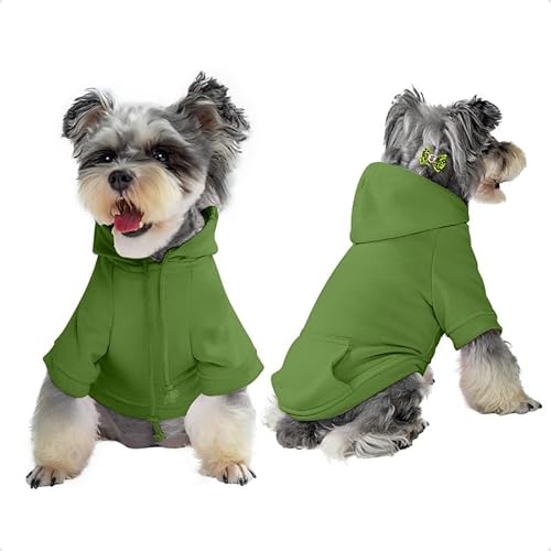 Furryilla Haustierkleidung für Hunde, Hunde-Kapuzenpullover mit Kapuze und Taschen, Hunde Sachen, Grün, Größe XS von Furryilla