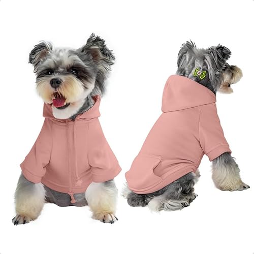 Furryilla Haustierkleidung für Hunde, Hunde-Kapuzenpullover mit Kapuze und Taschen für kleine Hunde (Rose, Größe M) von Furryilla