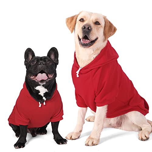 Furryilla Hunde-Kapuzenpullover mit Loch für die Leine für mittelgroße und große Hunde (XXL, rot) von Furryilla